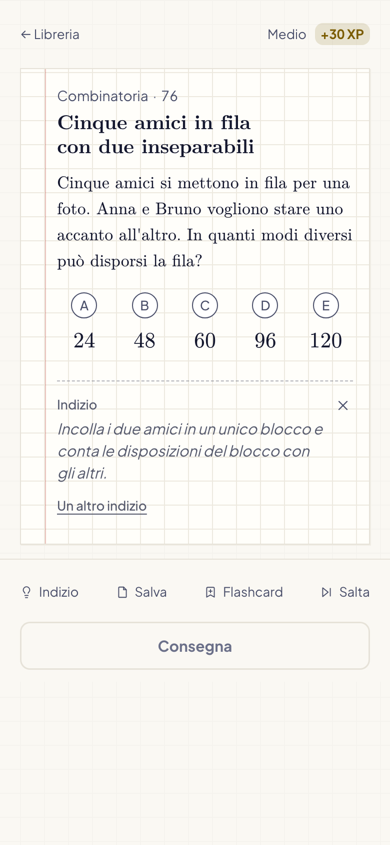 Un problema con l'indizio aperto sotto le risposte